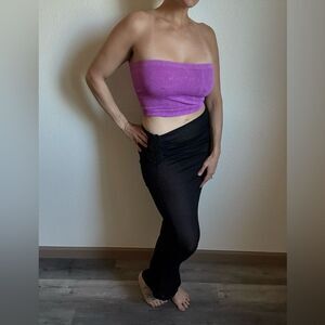 Lioness Black Maxi Skirt Swim Cover Floral Detail Sheer Stretch